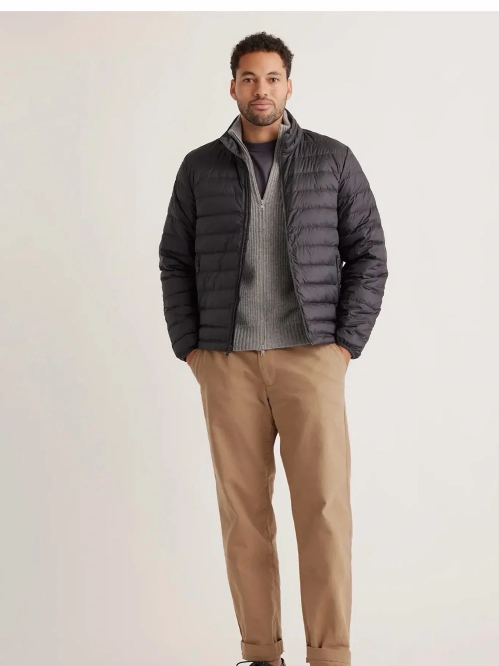 Quince lightweight packable black puffer jacket